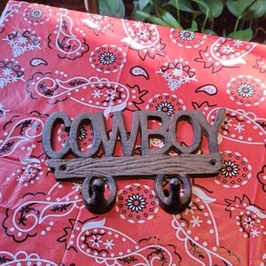 Rustic Cowboy Wall Hook in Brown,weighs 1 Lb. W/ Drilled Holes To Hang,cast Iron